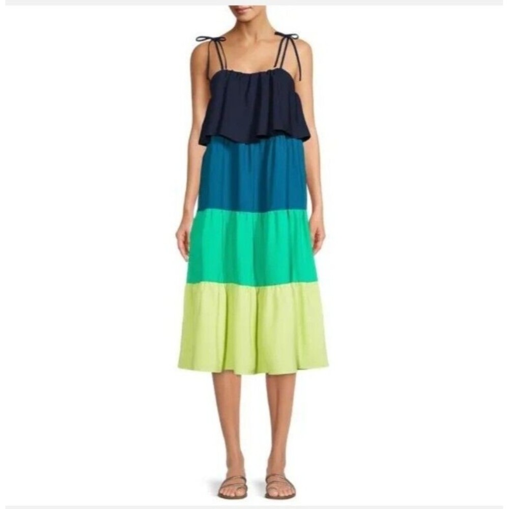 Time & Tru Women's Sleeveless Flowing Colorblock Midi Dress Size XXL 20 NEW - Picture 2 of 12